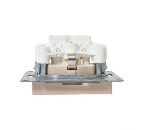 Механизм розетки, 16А, с заземлением, со шторками, кремовый Эпика  UP1-SOI-111 EKF