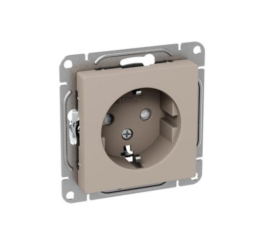 Механизм розетки, 16А, с заземлением, со шторками, кремовый Эпика  UP1-SOI-111 EKF