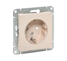 Механизм розетки, 16А, с заземлением, со шторками, кремовый Эпика  UP1-SOI-111 EKF