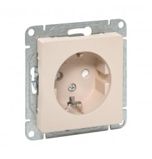 Механизм розетки, 16А, с заземлением, со шторками, кремовый Эпика  UP1-SOI-111 EKF
