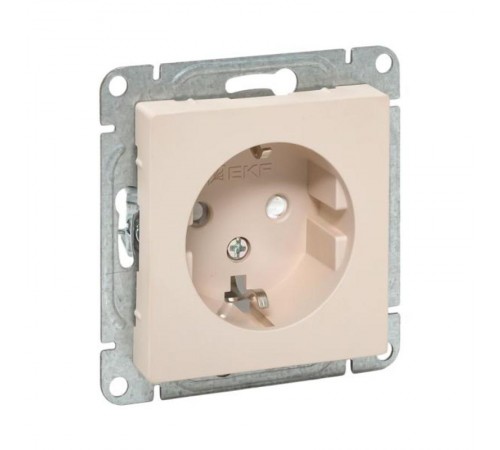 Механизм розетки, 16А, с заземлением, со шторками, кремовый Эпика  UP1-SOI-111 EKF