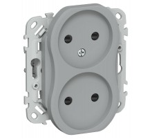 FLITE Розетка 2-ая без заземления со шторками быстрозажимные клеммы 10А РСш02-1-ФлС серый  FI-R23-10-1-K03  IEK