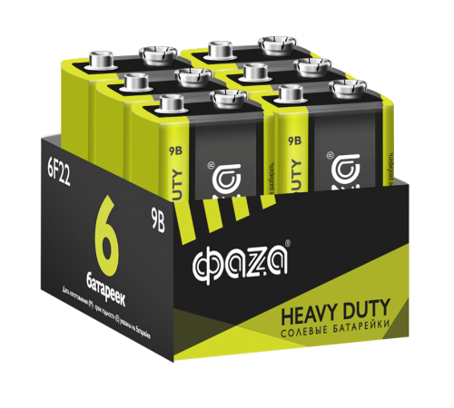 Батарейка 6F22 ФАZА Heavy Duty Pack-6 арт.5042261