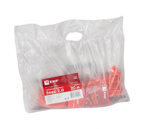 Удлинитель на рамке "Зевс 2.0" 20м с заземлением ПВС 3*1,0 16А/3,5кВт PROxima  USRB02-16-310-1-20  EKF