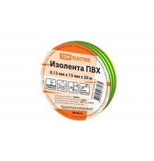 Изолента ПВХ 0,13*15мм Желто-Зеленая 20м   SQ0526-0017  TDM