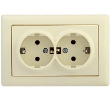 BOLERO кремовый Розетка 2-местная с/з 16А РС21-1-0-БК  ERB21-K33-16  IEK