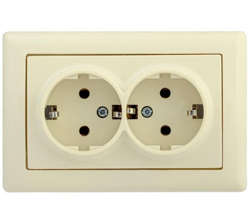 BOLERO кремовый Розетка 2-местная с/з 16А РС21-1-0-БК  ERB21-K33-16  IEK