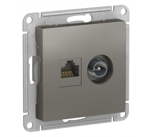 AtlasDesign Сталь Розетка 2-ая комп+TV, RJ45+TV, кат.5E, механизм  ATN000989  SE