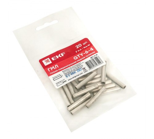 Гильза соединительная медная луженая GTY-6-4 (ГМЛ) (20шт.) PROxima  gty-6-4r  EKF