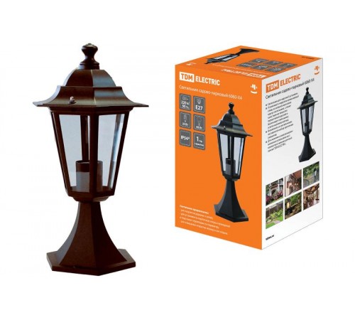 Светильник садово-парковый ЛПУ 6060-14 60Вт ЛН/КЛЛ/LED E27 IP33 шестигранник, стойка  SQ0330-0014  TDM