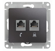 Glossa Графит Розетка 2-ая RJ11+RJ45, кат.5E  GSL001385  SE