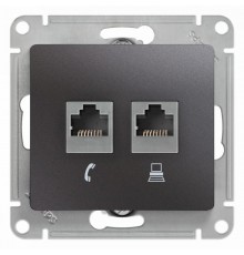 Glossa Графит Розетка 2-ая RJ11+RJ45, кат.5E  GSL001385  SE