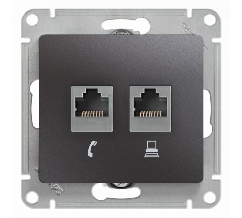 Glossa Графит Розетка 2-ая RJ11+RJ45, кат.5E  GSL001385  SE