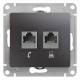 Glossa Графит Розетка 2-ая RJ11+RJ45, кат.5E  GSL001385  SE