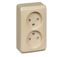Этюд Кремовый О/У Розетка 2-ая без заземления со шторками  PA16-006K  SE