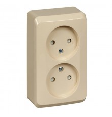 Этюд Кремовый О/У Розетка 2-ая без заземления со шторками  PA16-006K  SE