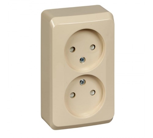 Этюд Кремовый О/У Розетка 2-ая без заземления со шторками  PA16-006K  SE