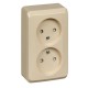 Этюд Кремовый О/У Розетка 2-ая без заземления со шторками  PA16-006K  SE