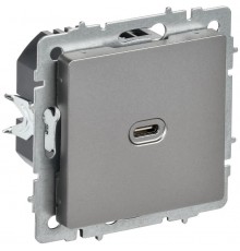 BRITE Роз. USB C 65Вт высокоскор. зар. РЮ12-1-БрС сталь  BR-U13-065-K46  IEK