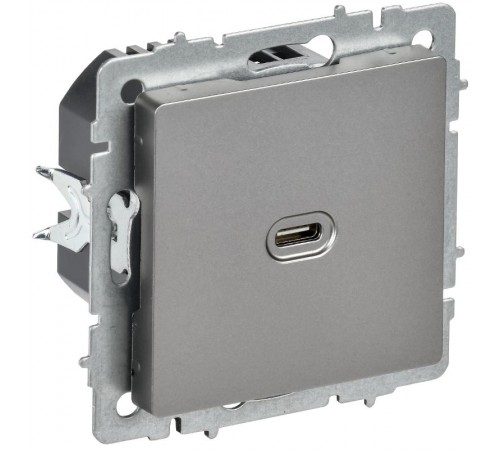 BRITE Роз. USB C 65Вт высокоскор. зар. РЮ12-1-БрС сталь  BR-U13-065-K46  IEK