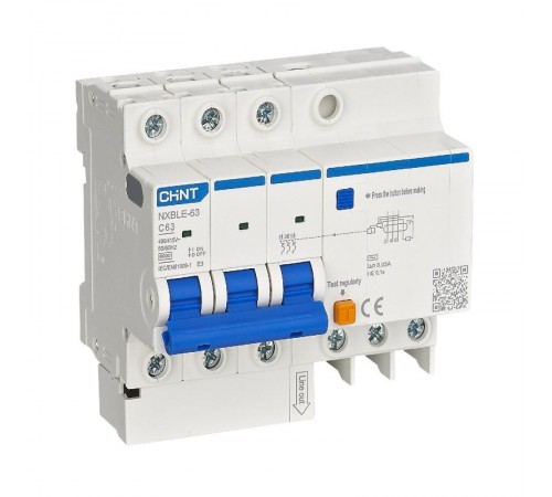 Выключатель автоматический дифференциального тока  NXBLE-63 3P+N C25 30мА тип AС 6кА, электронный (R)  982114  CHINT