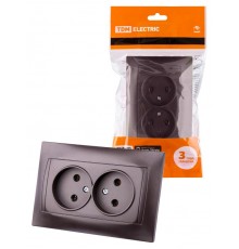 Розетка двойная 2П 10А 250В шоколад "Лама"  SQ1815-0524  TDM