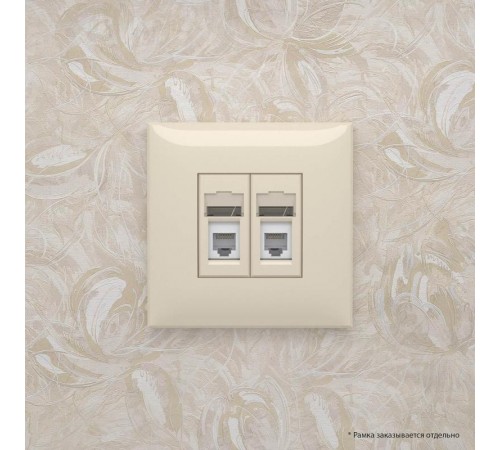 Розетка телефонная в стену двойная, "Avanti", "Ванильная дымка"  4405314  DKC