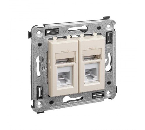 Розетка телефонная в стену двойная, "Avanti", "Ванильная дымка"  4405314  DKC
