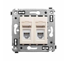 Розетка телефонная в стену двойная, "Avanti", "Ванильная дымка"  4405314  DKC