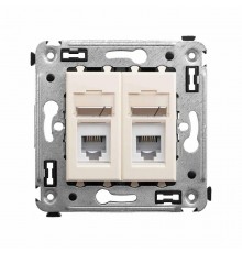 Розетка телефонная в стену двойная, "Avanti", "Ванильная дымка"  4405314  DKC