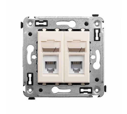 Розетка телефонная в стену двойная, "Avanti", "Ванильная дымка"  4405314  DKC