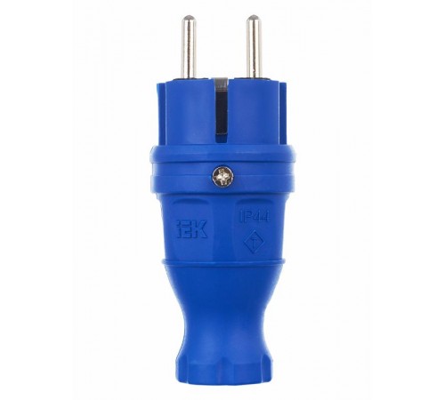 Вилка прямая каучук ОМЕГА IP44 синяя ВБп3-1-0м  PKR01-016-2-K07  IEK