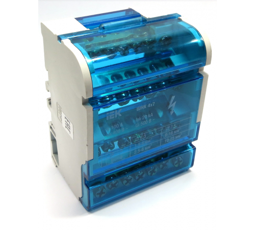 Шины на DIN-рейку в корпусе (кросс-модуль) 3L+PEN 4х7   YND10-4-07-100  IEK