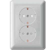 W59 Матовый хром Розетка 2-ая с заземлением с защитными шторками (в сборе)  RS16-255-58  SE