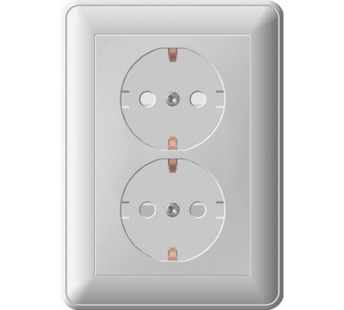 W59 Матовый хром Розетка 2-ая с заземлением с защитными шторками (в сборе)  RS16-255-58  SE