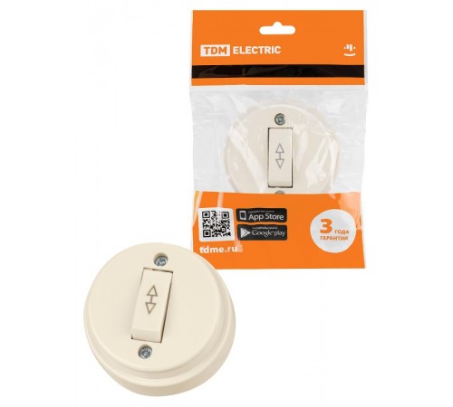 Переключатель на 2 направления 1-кл. открытой установки IP20 10А сл. кость "Ретро"  SQ1806-0508  TDM