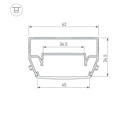 Профиль STRETCH-S-50-CEIL-CENTER-2000 (GAMMA50) (Arlight, Алюминий)  040700  Arlight