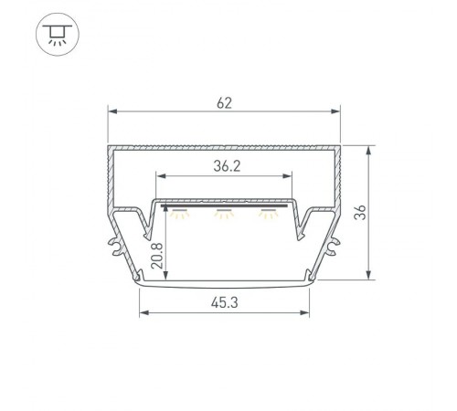 Профиль STRETCH-S-50-CEIL-CENTER-2000 (GAMMA50) (Arlight, Алюминий)  040700  Arlight