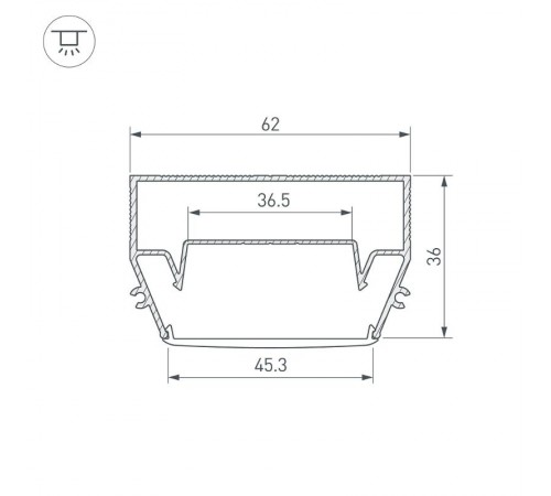 Профиль STRETCH-S-50-CEIL-CENTER-2000 (GAMMA50) (Arlight, Алюминий)  040700  Arlight