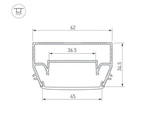 Профиль STRETCH-S-50-CEIL-CENTER-2000 (GAMMA50) (Arlight, Алюминий)  040700  Arlight