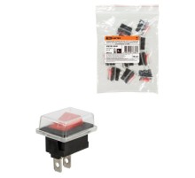 Клавишный переключатель YL-211-03 черный корпус красная клавиша (влагозащищенный) 2 положения 1з  SQ0703-0048  TDM