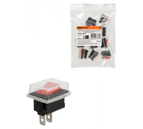 Клавишный переключатель YL-211-03 черный корпус красная клавиша (влагозащищенный) 2 положения 1з  SQ0703-0048  TDM