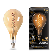 Лампа светодиодная LED Vintage Filament Flexible A160 8W E27 160*300mm Amber 620lm 2400K 1/6  150802008  Gauss