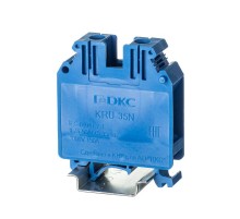 Клемма проходная, винтовой зажим, 2 точки подключения, 35 кв.мм, синяя  KRU-35N-BU  DKC (замена на TUR-35R-BU)