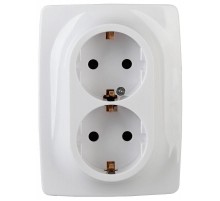 12-2116-01  Розетка 2-ая с заземлением, 16A-250В, IP20, винт, Эра12, белый  Б0029238  ЭРА