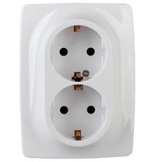 12-2116-01  Розетка 2-ая с заземлением, 16A-250В, IP20, винт, Эра12, белый  Б0029238  ЭРА
