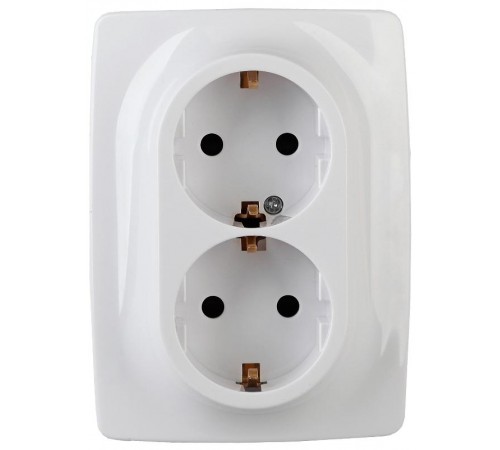 12-2116-01  Розетка 2-ая с заземлением, 16A-250В, IP20, винт, Эра12, белый  Б0029238  ЭРА