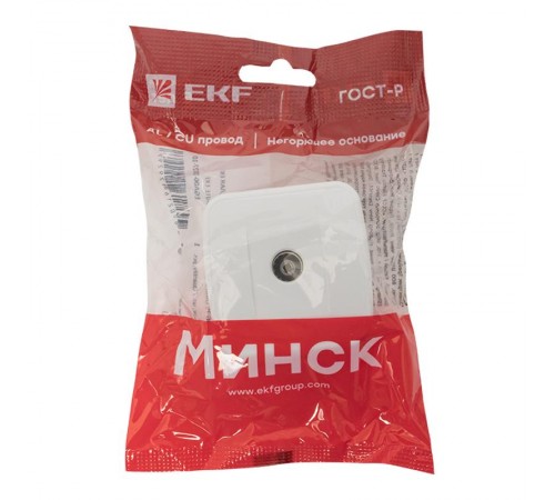 Минск Розетка TV 1-местная ОП 75Ом  5-862МГц белая  EKF Basic  EGA00-027-10  EKF