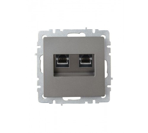 BRITE Розетка компьютерная 2-ая RJ45 кат.6 РК11-2-БрС сталь  BR-K20-2-K46  IEK