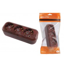 Колодка розеточная 3 гнезда 2П+3 16А 250В "Эко" (бук)   SQ1806-0062  TDM